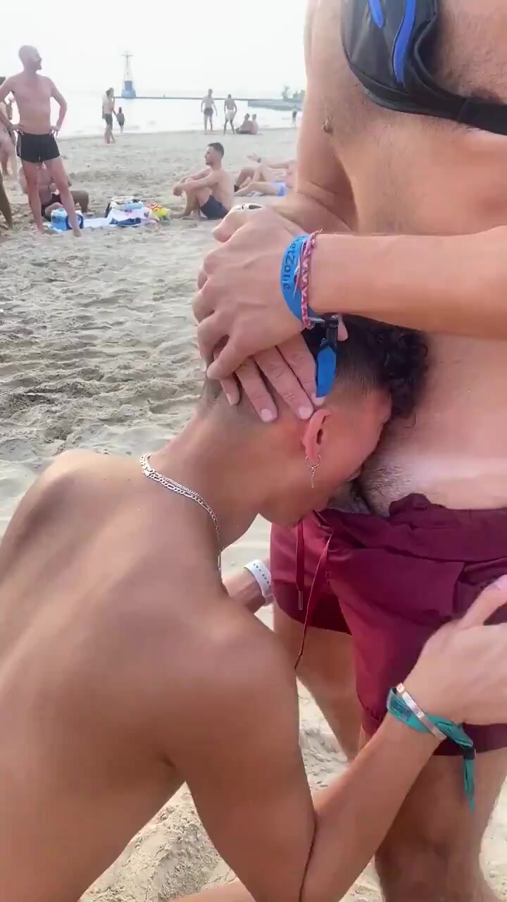 Gay beach blow job
