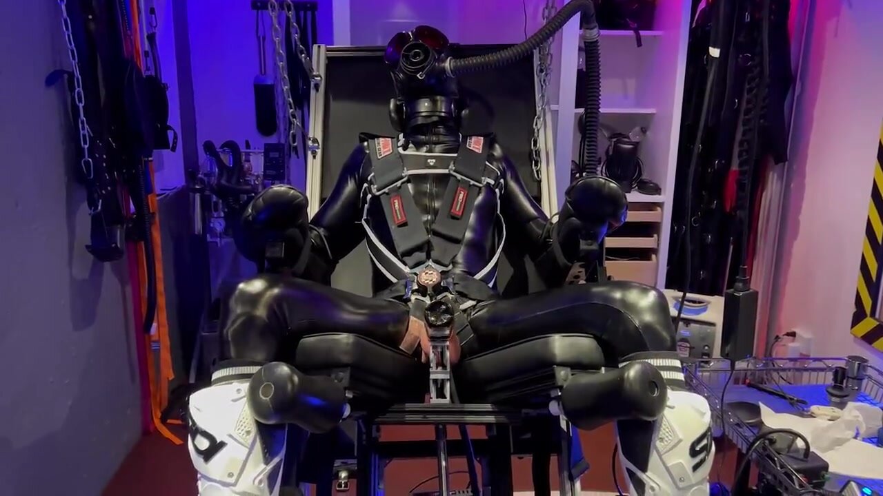 Rubber bondage chair milking photo photo