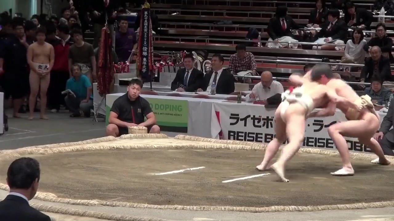 Oups at sumo wrestling dick