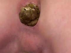 Shitting huge log in public restroom