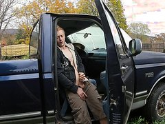 GINGER BOY STROKE AND CUM OUTSIDE