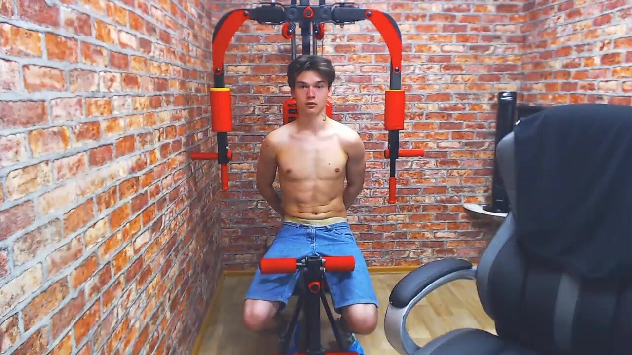 Muscular Russian Boy Tied Up on Workout Machine - ThisVid.com em inglês