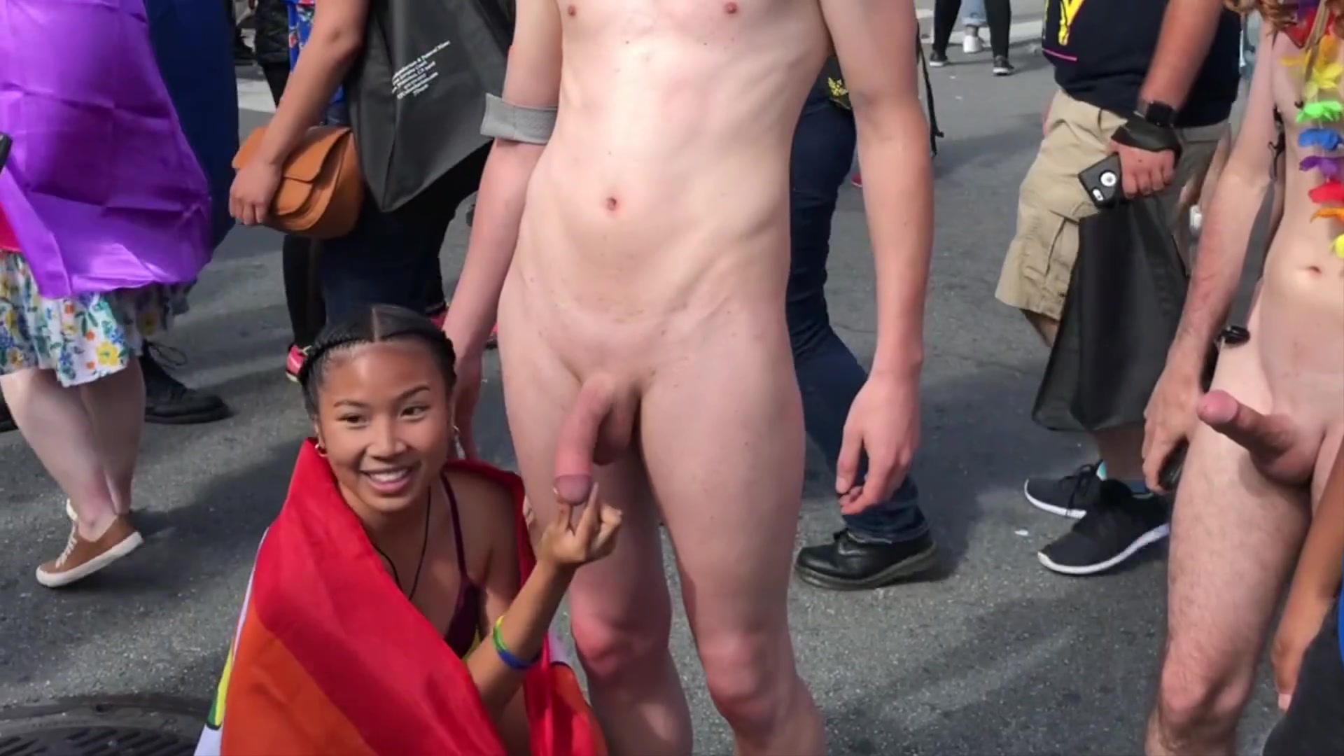 Nude in street