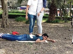 young men stand on friend