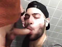 Hot Bearded Guy Sucking Guy in Public Restroom