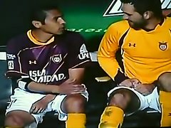 soccer player grabbing his dick