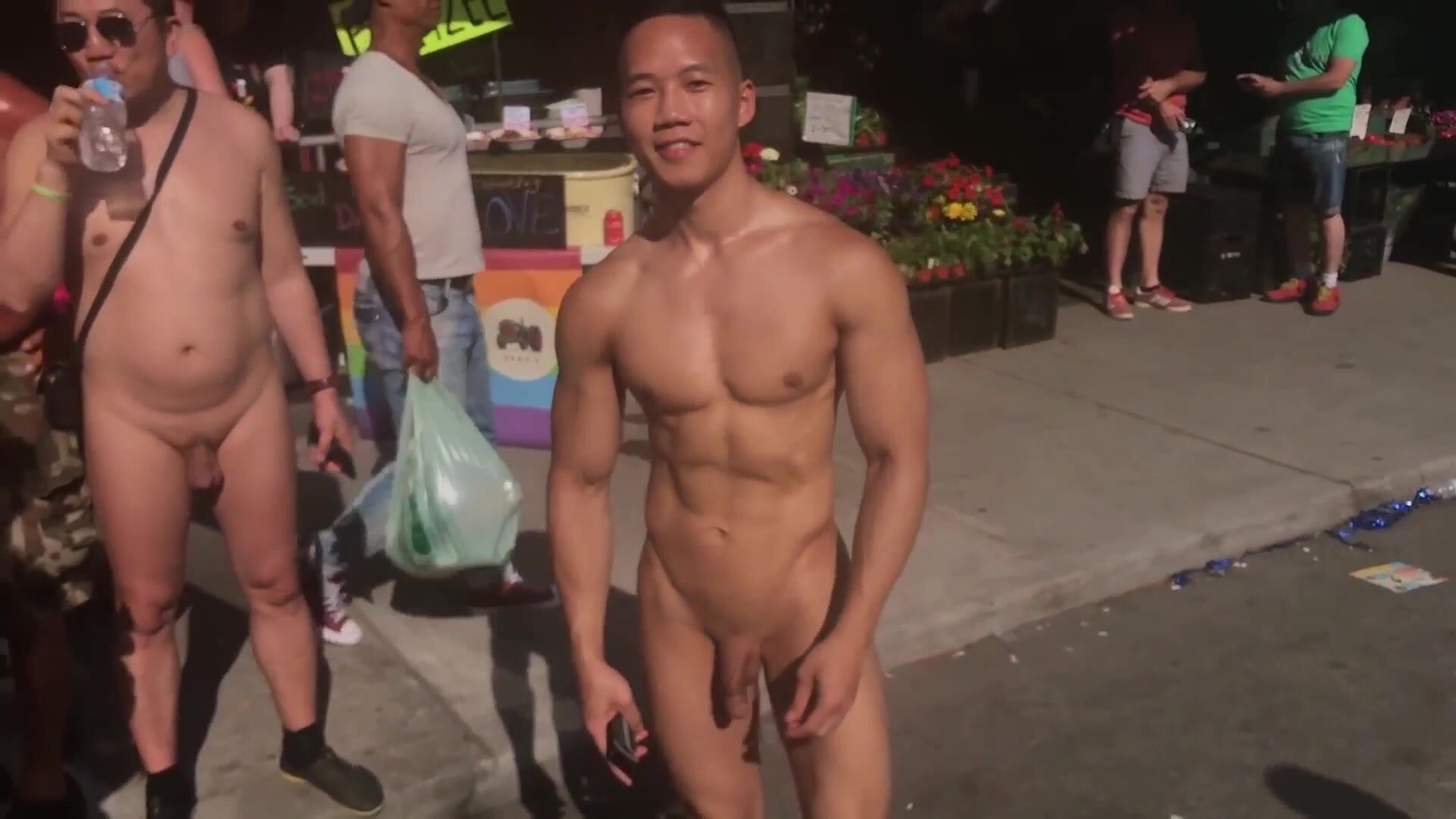 Smooth Asian stud naked in public - ThisVid.com