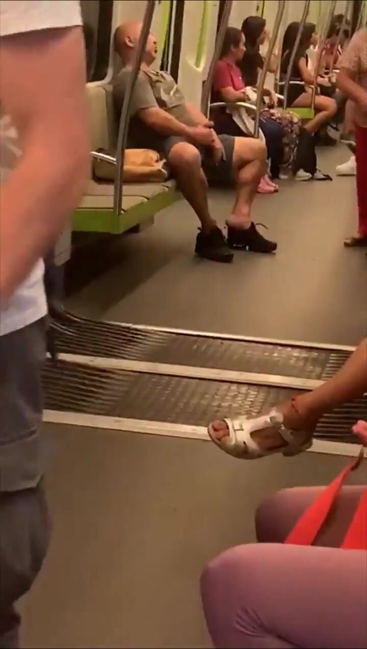 Strong big guy masturbates in public train - ThisVid.com