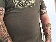 Hot Bear Jerks Pierced Cock