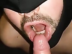 Cocksucker swallows piss/cum