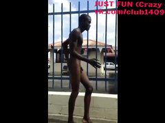 BIZARRE NAKED BLACK BOY ON THE STREET
