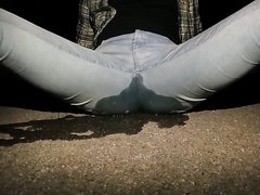 My outdoor piss in jeans in underground public