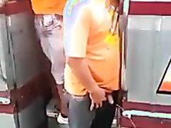 pissing from the bus