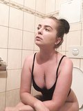 Beautiful girls on toilet