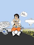 Chell barely makes it to the toilet after a series of long and difficult test chambers.