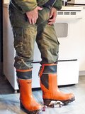 There's something incredibly sexy about orange high viz industrial boots. My favourites for years have been the Viking forestry logger boots with the thick screwed in soles and big heel.
