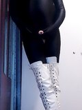 2017-03-04 Black Zentaï & White High Heels Boots