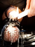 CBT hot wax in urethra candle making and burning