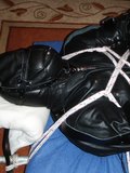 In a leather insane sack