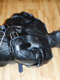 In a leather insane sack