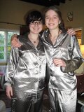 girls wearing shiny satin sleepwear