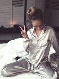 girls wearing shiny satin sleepwear