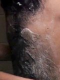 Wet hairy chest bondage