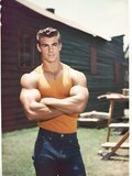 Muscular young carpenters