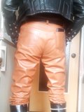 Brandnew brown codpiece leather pants