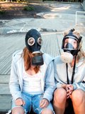 2 Girls in Gas Masks
