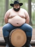 This sad cowboy is tied up and placed on a log, he is waiting for his hardcore whipping for losing gambling
