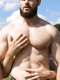 Muscular torso worship
