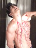 Hot wax on his chest