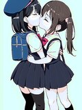 Girls kissing +Ecchi