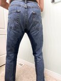Pissed my Levis 501 in the bathroom after working in the garage