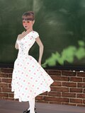 Cute vintage girl farts in school