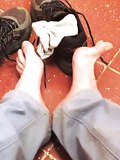 showing my feet and toes after taking off socks