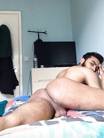Hairy "Straight" Arab Guy showing his ass and hole on his of