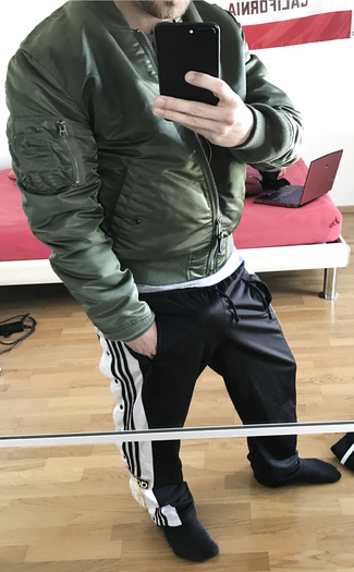 bomber and trackies