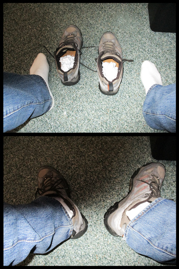 A humiliating dare/assignment -  fill my shoes with shaving cream and wear them to town to run errands.