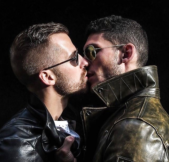 Lip Locked Lads in Leather Jackets