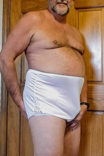 Sixty-five year old chub daddy in his big girl underpants