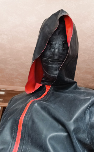 Rubber sensory deprivation hood and hoodie
