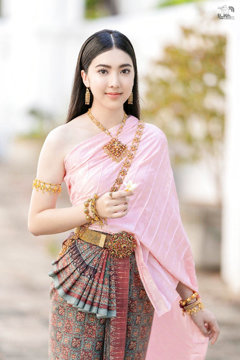 Thai women traditional bride dress