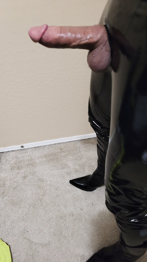 Sexy boots, leather, latex, and a big horny cock