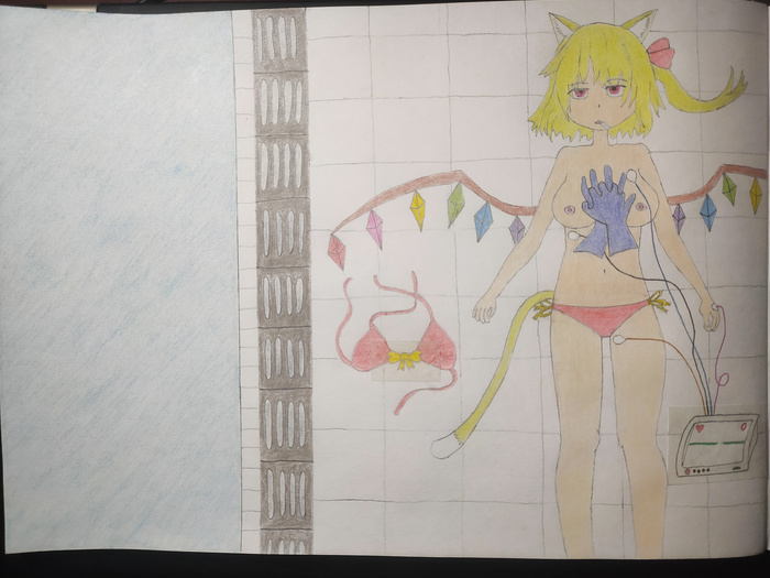 Flandre's pool accident, December 2022.
Character: Flandre Scarlet (Touhou Project).