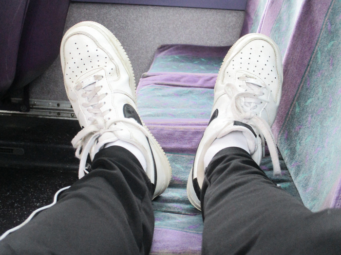 Nike af1s on the bus