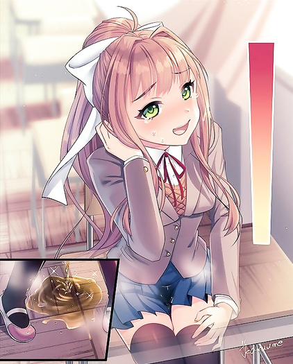 Monika peeing in classroom
