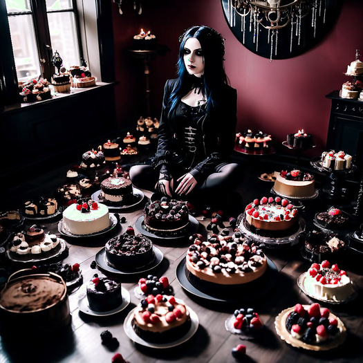 goth girl in cakes (AI)