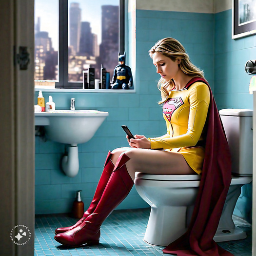 Supergirl on toilet